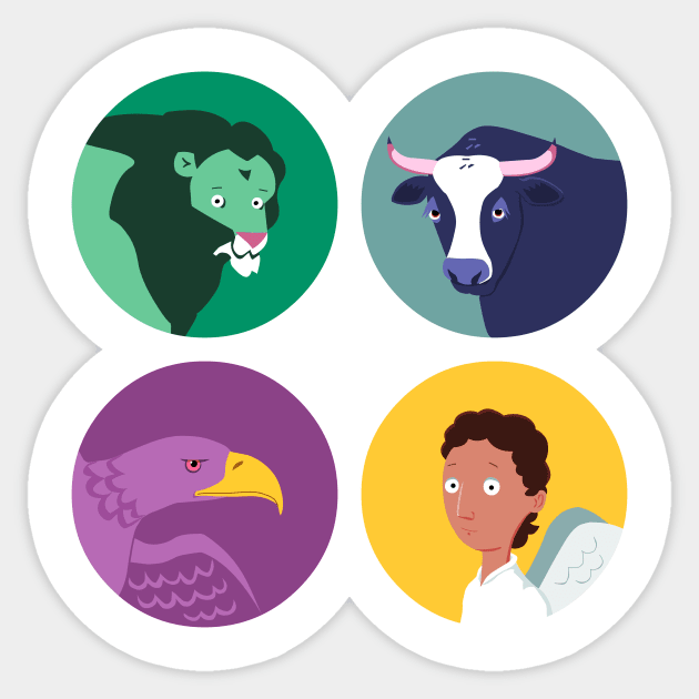 The four Evangelists - their Symbols Sticker by Hayh0